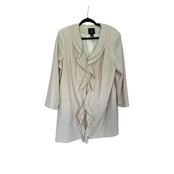 Doncaster Collections Womens Pant Suit 2 Pc Sz 18 Cream Wool Blend Career Office - Picture 2 of 15